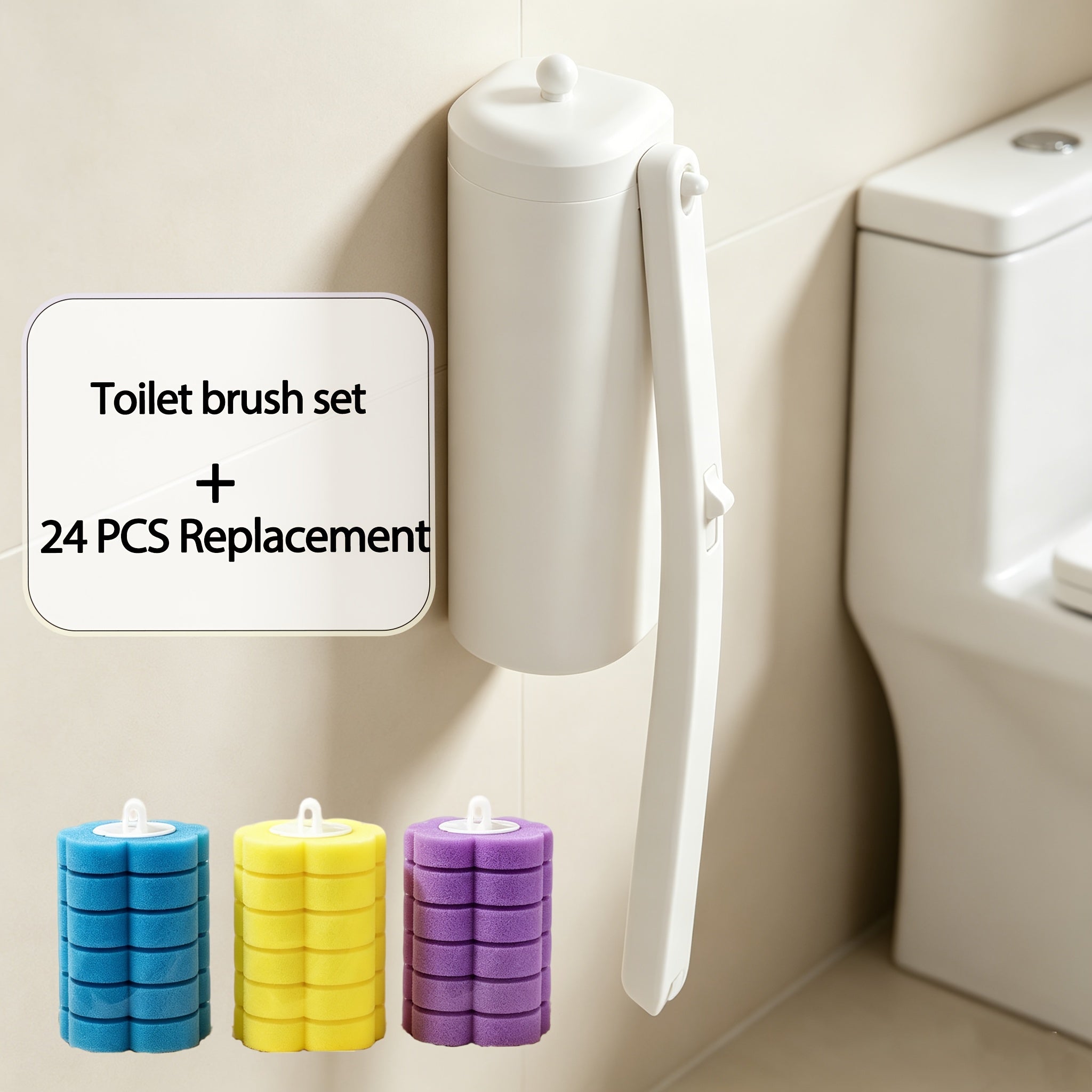 Newly Upgraded Cleaning Brush, Disposable Toilet Brush Cleaning System, Toilet Cleaning Brush with Bracket, Cleaning Kit for Deep Cleaning Including Replaceable Brush Head, Maintenance Toilet and Bathroom Cleaning System Kit