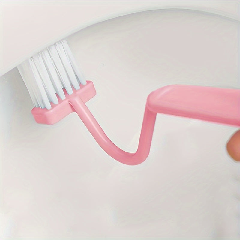 2pcs Random Color V-Shaped Toilet Brush Set - Small Angle Cleaning Brush, Household Bathroom Essential, Wall-Mounted, Manual Power, for Toilet Cleaning